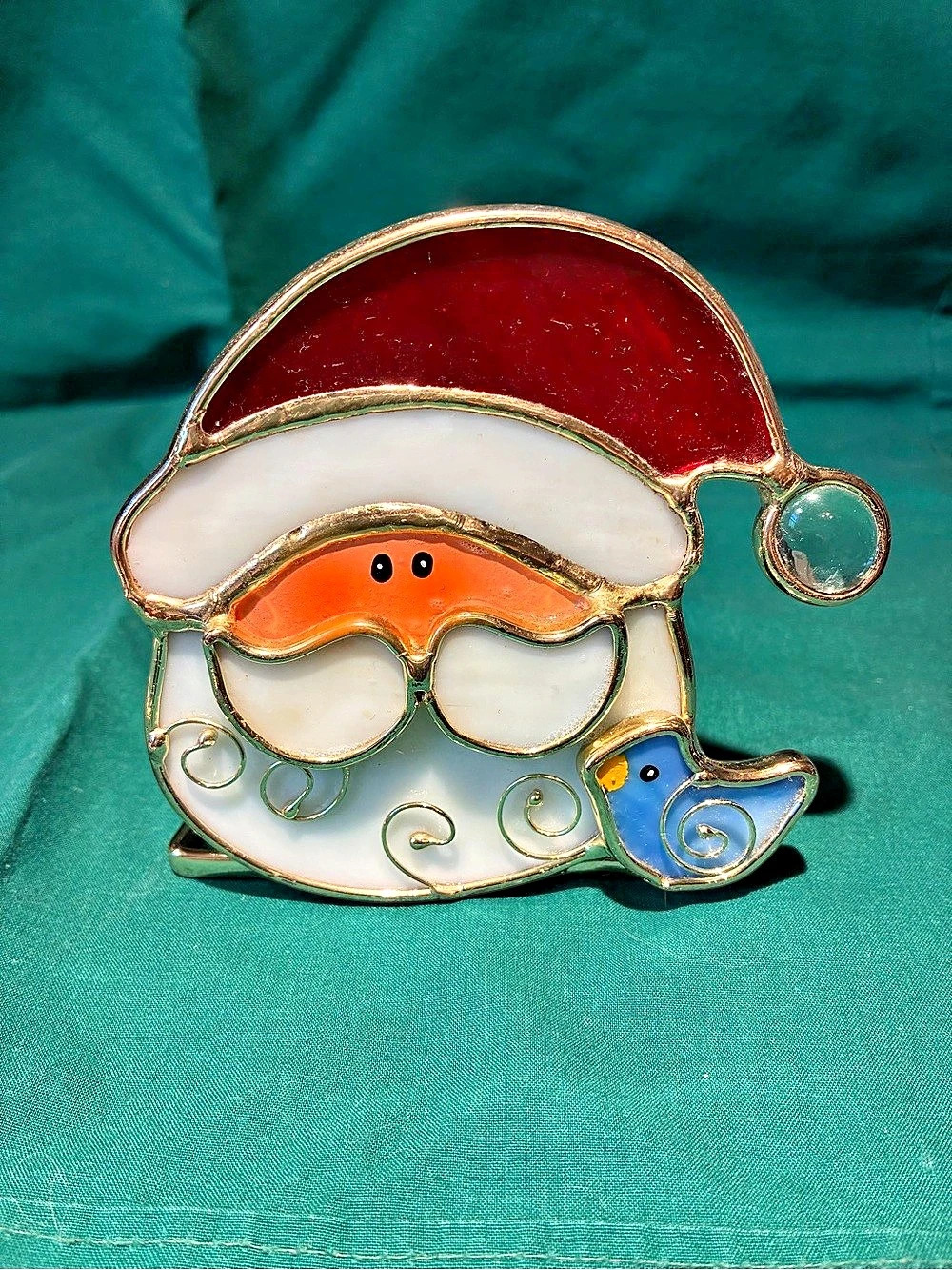 Vintage Giftco Inc Stained Glass Santa Candle Holder
